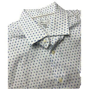 Peter Millar Classic Fit Performance Button Down Shirt XL Airplane Fish Print